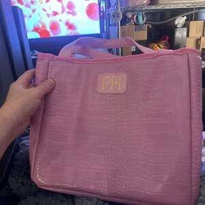 Paris Hilton Insulated Lunch Tote Bag Pink Faux Croc